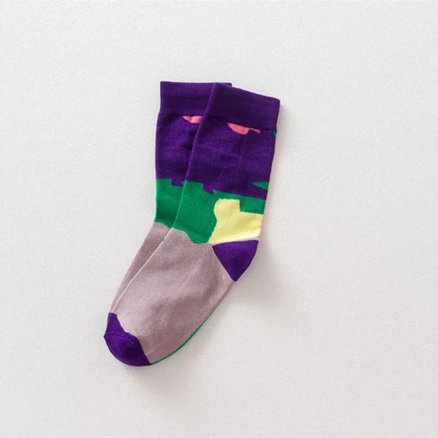 Flame Pattern Crew Socks for Men & Women - Cotton Blend Breathable Casual Socks, Anti-Friction, Sweat-Absorbing, Winter Warm Comfort