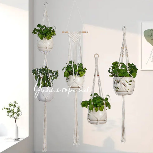 Handmade Macrame Plant Hanger - Hanging Basket Holder for Garden, Balcony, and Home Decor