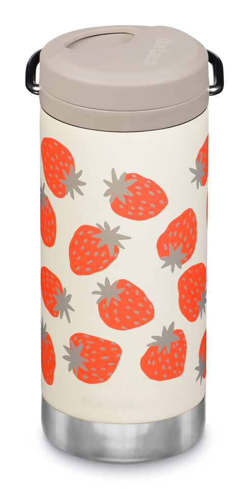 12 fl oz Stainless Steel Insulated Water Bottle Twist Cap Strawberries