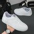 White Leather Sneakers for Men-Casual Lightweight Flat Shoes