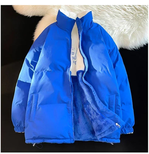 Men’s Double-Sided Wearable Warm Jacket | Solid Color Stand Collar Autumn-Winter Coat