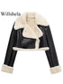 Women's Vintage Lapel Neck Zipper Jacket – Solid Color Thick Outerwear for Winter