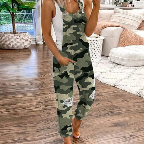 Women's High-Waist Skinny-Fit Denim Overalls – Classic Ankle-Length Jumpsuit with Distressed Details