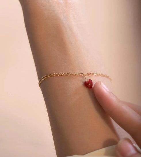 18K Gold Carnelian Bracelet for Women - Adjustable Red Chalcedony Jewelry with Certification