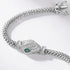 925 Sterling Silver Snake Bracelet – Hollow Snake Head with Green Eyes, Unisex Jewelry