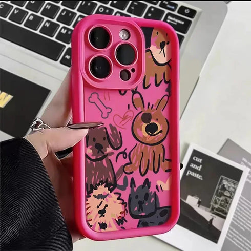 Funny Cats Graffiti Dog Soft Case for iPhone – Matte Anti-Scratch, Anti-Fingerprint Half-Wrapped Protective Cover for iPhone 15 Pro Max, 14, 13, 12, 11, XS, XR, 7, 8 Plus, SE 2