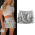 Women's High Waist Silver Sequin Mini Skirt – Elegant Shiny Glitter Short Skirt for Fashion-Forward Y2K Street Style, Spring 2024 Edition