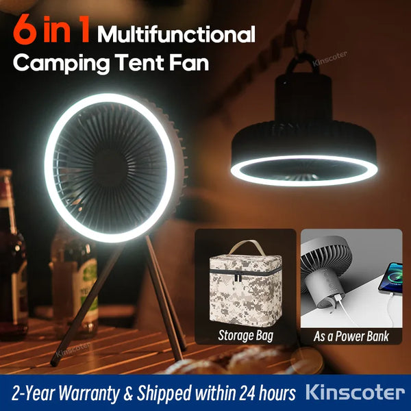 10000mAh Camping Fan-Rechargeable Desktop Portable Air Circulator-Ceiling Electric Fan