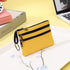 3 Zippers Canvas Coin Purse Women's Mini Wallet Solid Change Purses With Keychain Money Bags Coin Key Storage Bag Card Holder