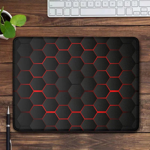 Black Abstract Gaming Mouse Pad-Hexagon Pattern Desk Mat