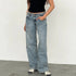 Women's Vintage Wide-Leg Denim Jeans – Low-Waist Loose-Fit Summer Pants