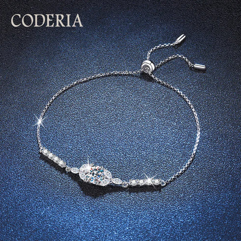 1 Carat VVS1 Moissanite Sterling Silver Bracelet – Adjustable D Color Jewelry for Women