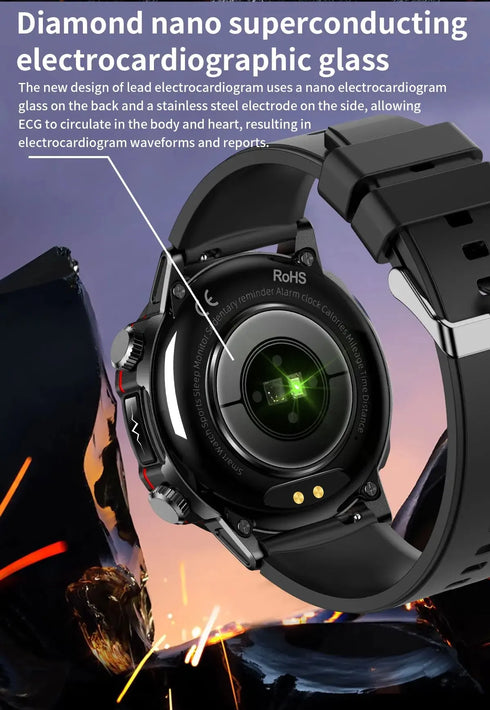 Smartwatch ECG+PPG Fitness Tracker Health Monitoring- Waterproof Voice Assistant