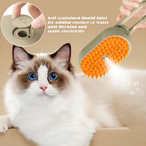 Pet Steam Brush - 3 In 1 Cleaning Steamy Spray Massage Comb Hair Removal Grooming Supplies Pets Accessories