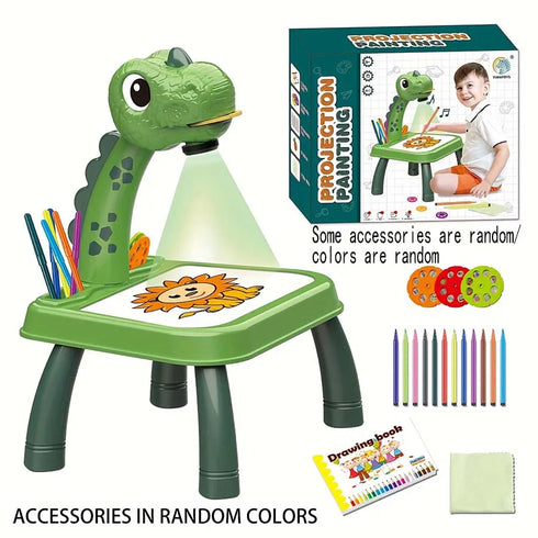 Pony-Shaped Projection Painting Table - Musical Wipeable Drawing Board for Kids, CE Certified