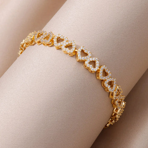 Heart Shaped Stainless Steel Adjustable Bracelets For Women