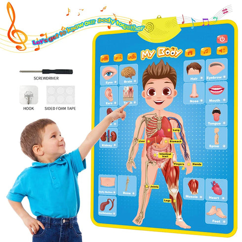 Interactive ABC Learning Poster for Kids – Educational Alphabet, Numbers, & Music Wall Chart for Toddlers & Preschoolers
