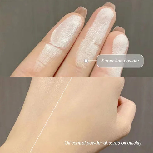 White Brightening Transparent Oil-Control Concealer - Long-Lasting Matte Setting Powder for Natural, Flawless Makeup - Waterproof and Breathable Formula