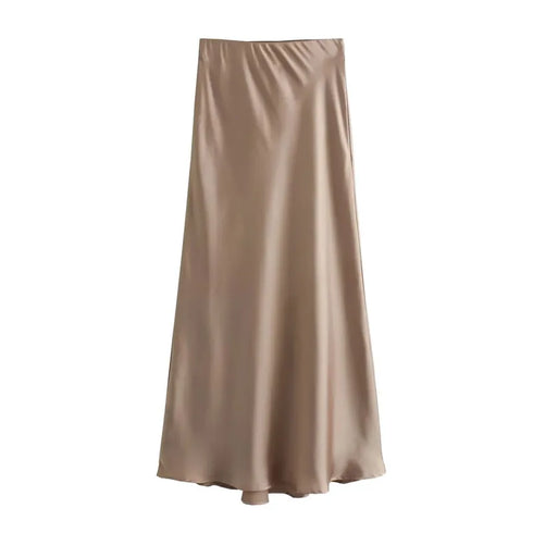 Elegant Satin Mid-Calf Skirt for Women by – Office Lady Style