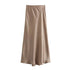 Elegant Satin Mid-Calf Skirt for Women by – Office Lady Style