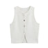 TRAF Women’s Elegant Cropped Knitted Tank Vest – Short Button-Decorated Sleeveless Casual Summer Top in Solid White and Blue for Modern Seasonal Styling