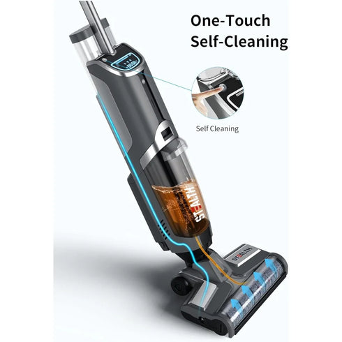 Cordless Wet Dry Vacuum Cleaner - Smart 3in1 Hardwood Floor Mop with Self Cleaning