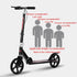 Portable Big Wheels Kick Scooter - Foldable with Adjustable Handlebars & Dual Braking System