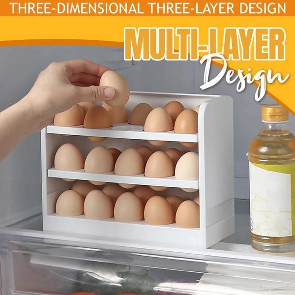 New Rotating 30-Grids Egg Storage Box – 3-Tier Space-Saving Organizer