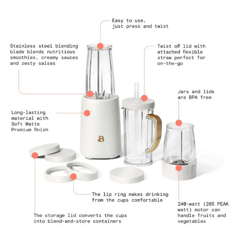12-Piece White Icing Blender/Grinder, 240W