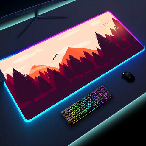 Colorful LED Gaming Mouse Pad-Firewatch Forest RGB Mousepad-Luminous Desk Mat