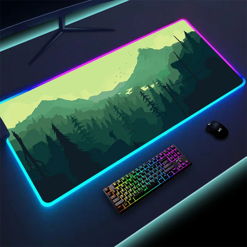 Colorful LED Gaming Mouse Pad-Firewatch Forest RGB Mousepad-Luminous Desk Mat