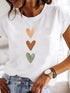 Casual Watercolor Heart Print T Shirts for Women-Short Sleeve Tee Shirt