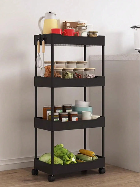 3/4 Tier Rolling Utility Cart – Slim Movable Storage Rack for Kitchen, Bathroom & Livingroom