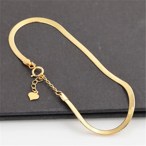 18K Yellow Gold Chain Bracelet for Women – Classic Round Bead Design, 6.5-7.5 Inches