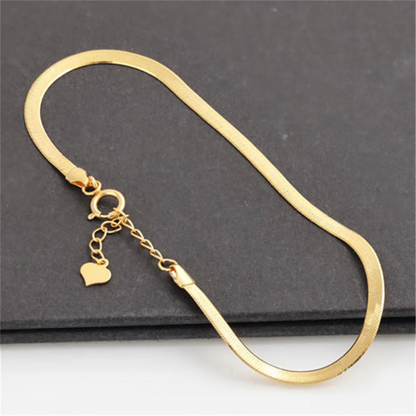 18K Yellow Gold Chain Bracelet for Women – Classic Round Bead Design, 6.5-7.5 Inches