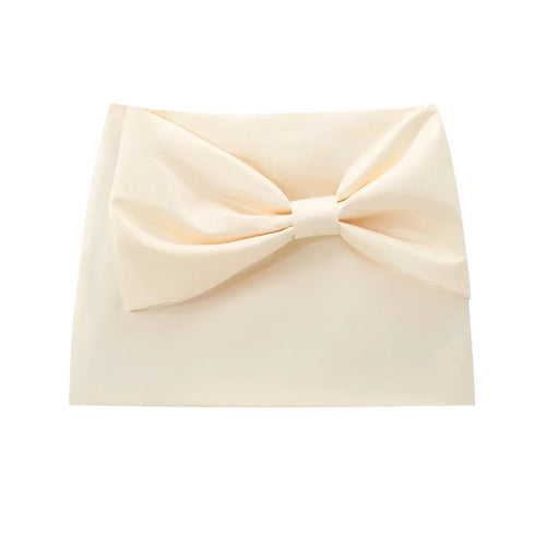 Women's Summer Butterfly Mini Skirts - Elegant Beige Pleated Casual Office Wear