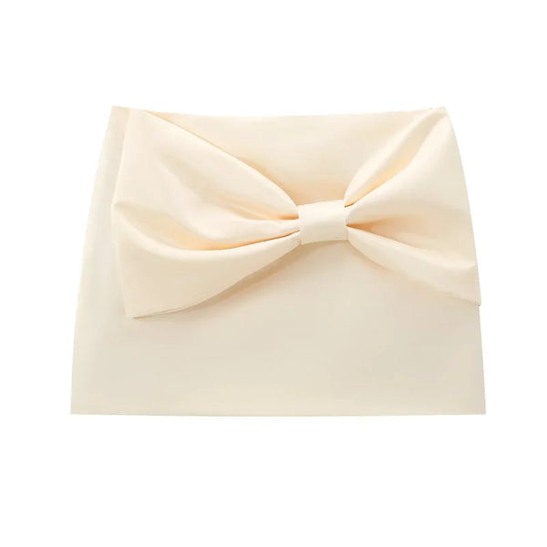 Women's Summer Butterfly Mini Skirts - Elegant Beige Pleated Casual Office Wear