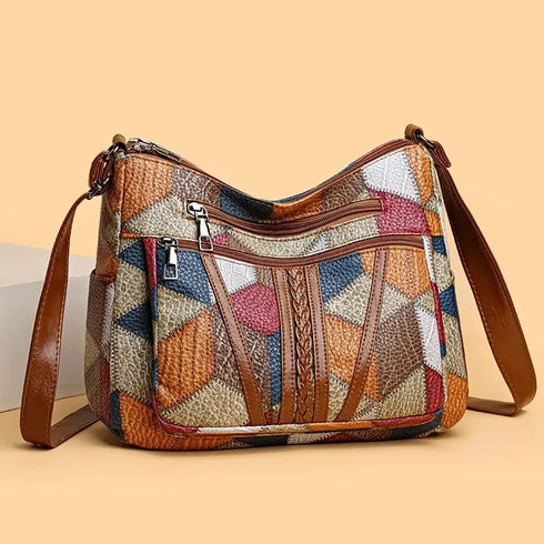 Women’s Vintage PU Leather Crossbody Bag – Multi-Pocket Casual Shoulder Handbag