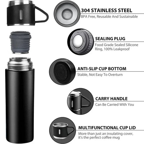500ml Stainless Steel Insulated Bottle-Mug Set Thermos Bottle