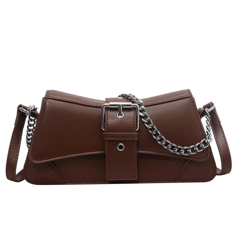 Small PU Leather Handbag-Luxury Brand Women's Chain Shoulder Bag
