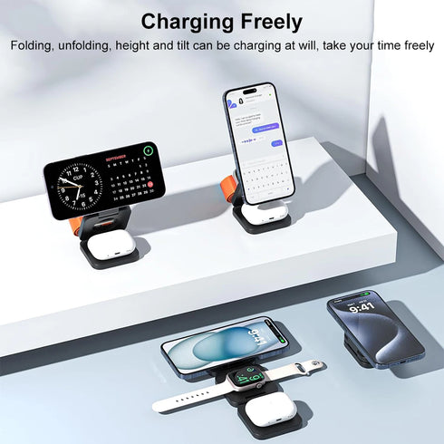 3-In-1 Foldable Magnetic Wireless Charger & Stand Kit