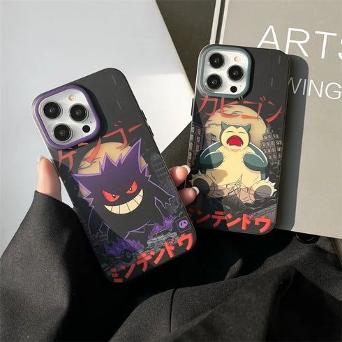 Cute Pokemon Gengar Case for iPhone 15, 14, 13, 12, 11 - Matte Shockproof Silicone Cover