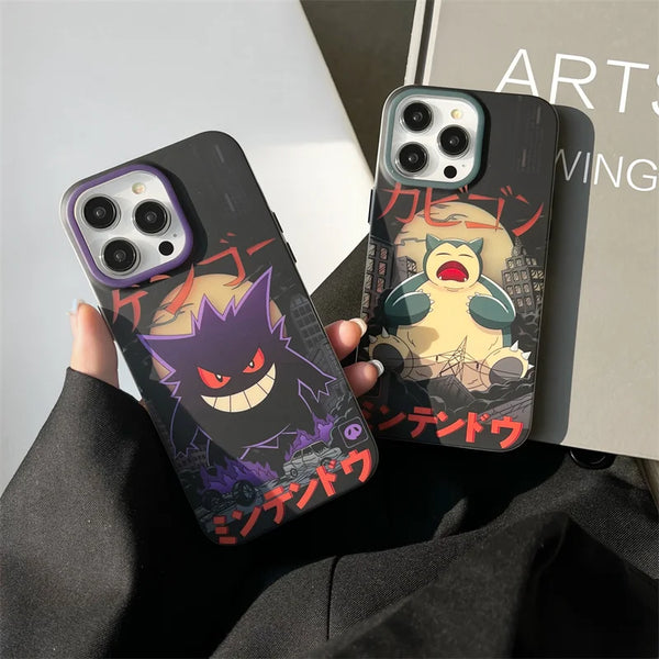 Cute Pokemon Gengar Case for iPhone 15, 14, 13, 12, 11 - Matte Shockproof Silicone Cover