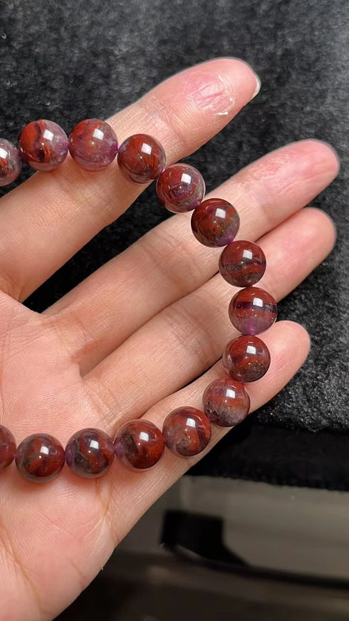 Natural Auralite 23 Crystal Bracelet - 9.2mm Round Gemstone Beads Jewelry for Women & Men