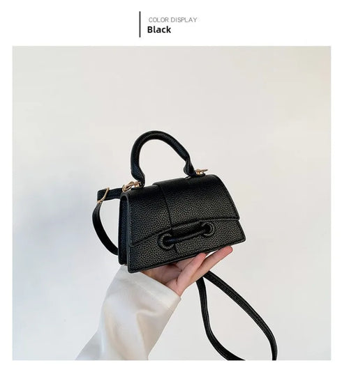 Women’s PU Leather Chain Shoulder Bag – Ribbon Buckle Square Crossbody Handbag for Parties