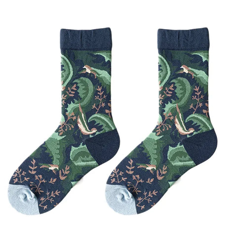 Flame Pattern Crew Socks for Men & Women - Cotton Blend Breathable Casual Socks, Anti-Friction, Sweat-Absorbing, Winter Warm Comfort