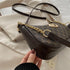 Vintage PU Leather Crossbody Handbag with Gold “M” Letter – Women’s Shoulder & Messenger Bag