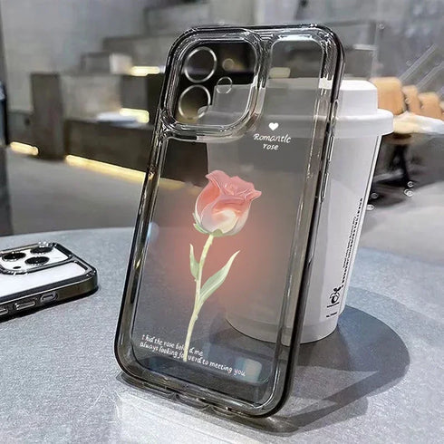 Transparent Tulip Floral Phone Case – Soft Silicone Shockproof Cover for iPhone 15, 14, 13, 12, 11, Pro Max, XS, XR, X, SE, 8, 7