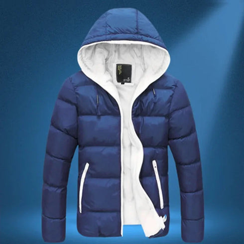 Men’s Winter Hooded Cotton Coat | Trendy Korean-Style Youth Jacket for Warmth and Comfort