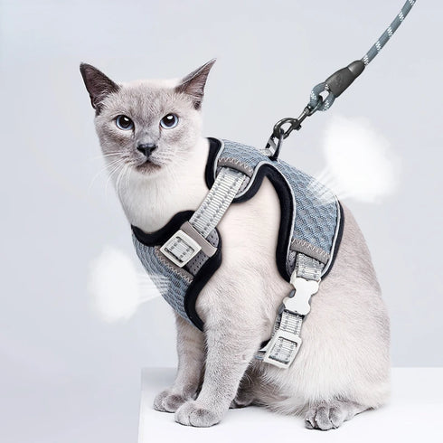 ATUBAN Adjustable Cat Harness and Leash Set – Reflective and Comfortable Fit for Cats